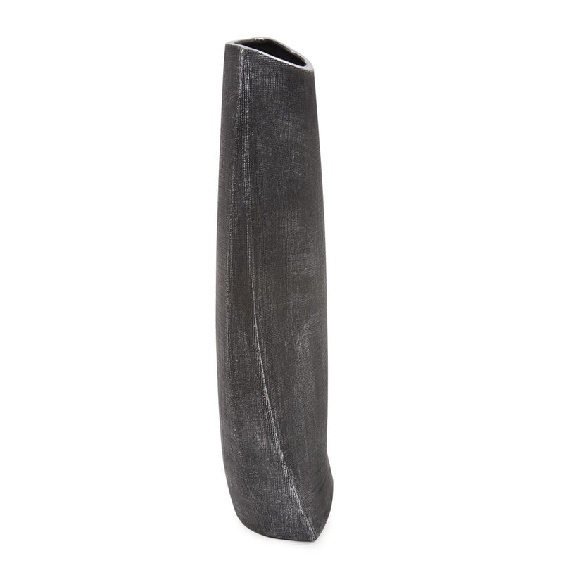 Howard Elliott Textured Black Free Formed Ceramic Vase/Tall, Graphite