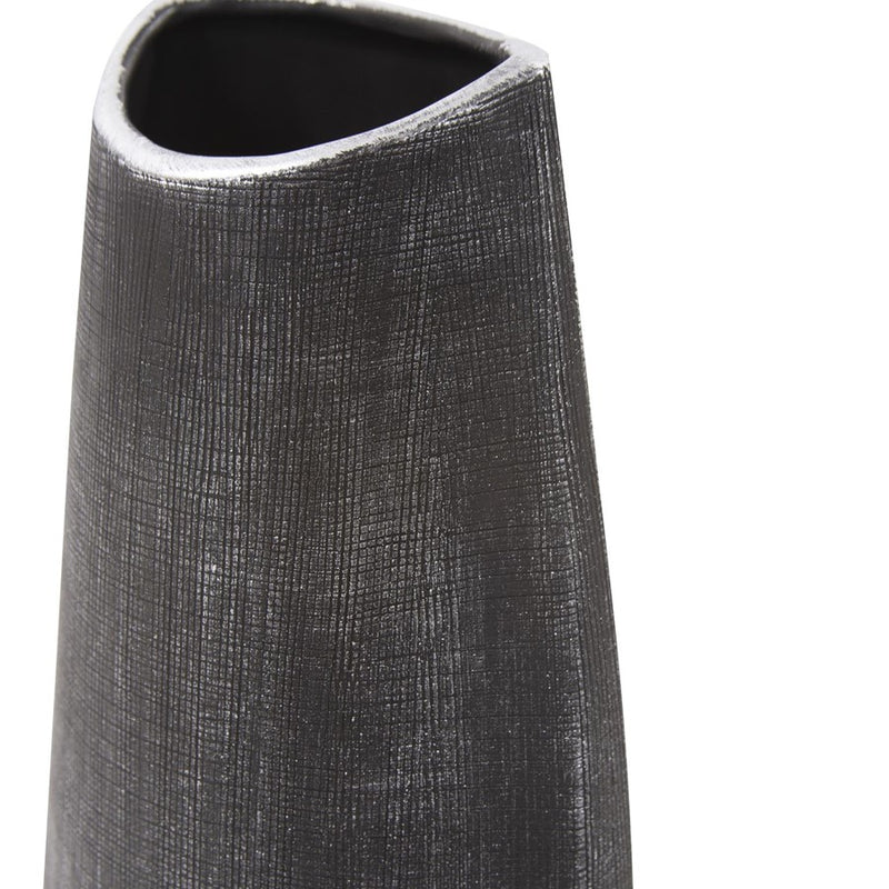 Howard Elliott Textured Black Free Formed Ceramic Vase/Tall, Graphite