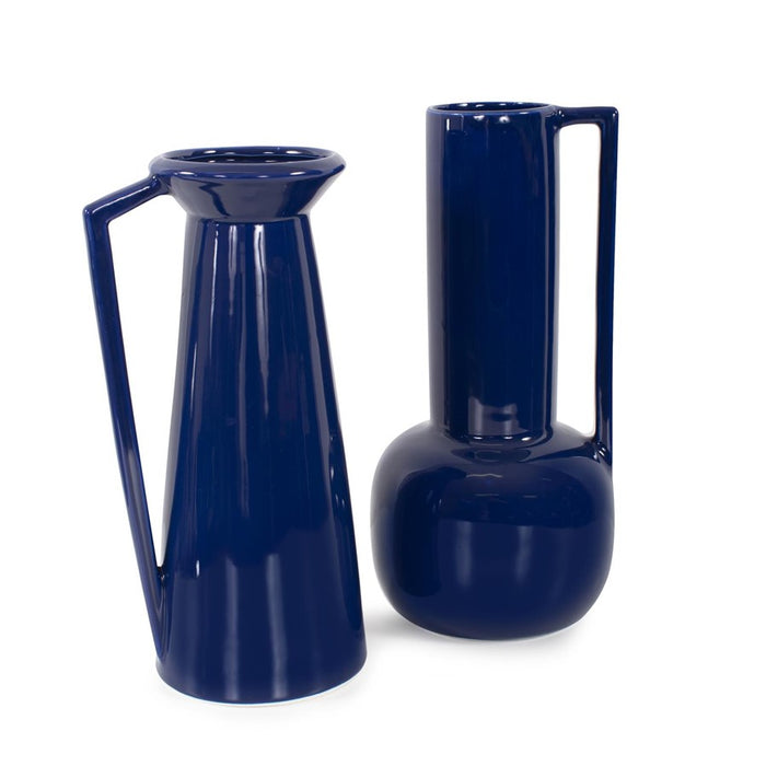 Howard Elliott Bella Sapphire Blue Short Ceramic Pitcher, Sapphire