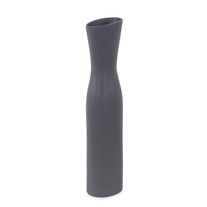 Howard Elliott Larek Asymmetrical Charcoal Gray Ceramic Short Vase