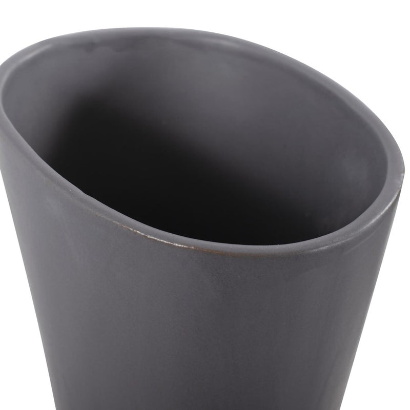 Howard Elliott Larek Asymmetrical Charcoal Gray Ceramic Short Vase