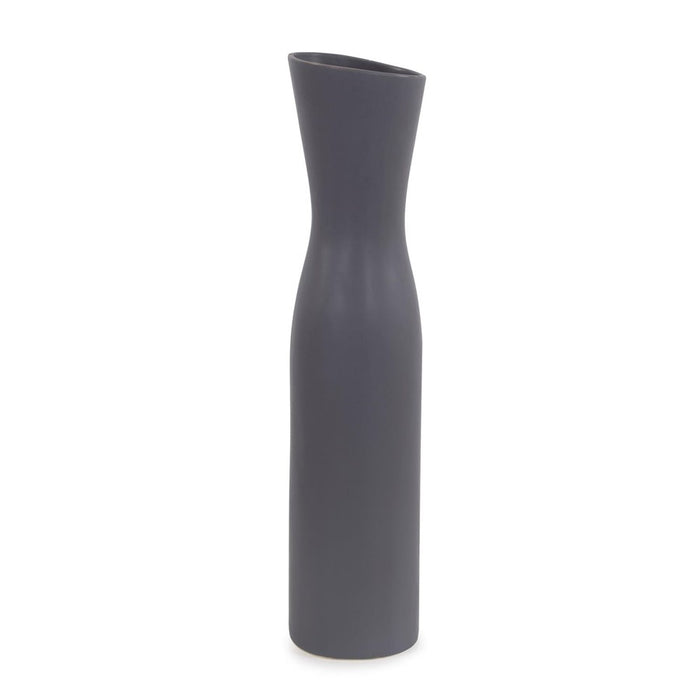 Howard Elliott Larek Asymmetrical Charcoal Gray Ceramic Short Vase