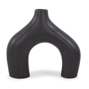 Howard Elliott Beltram Black Modern Styled Ceramic Footed Vase - 89164