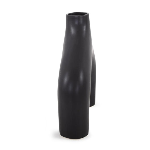 Howard Elliott Beltram Black Modern Styled Ceramic Footed Vase