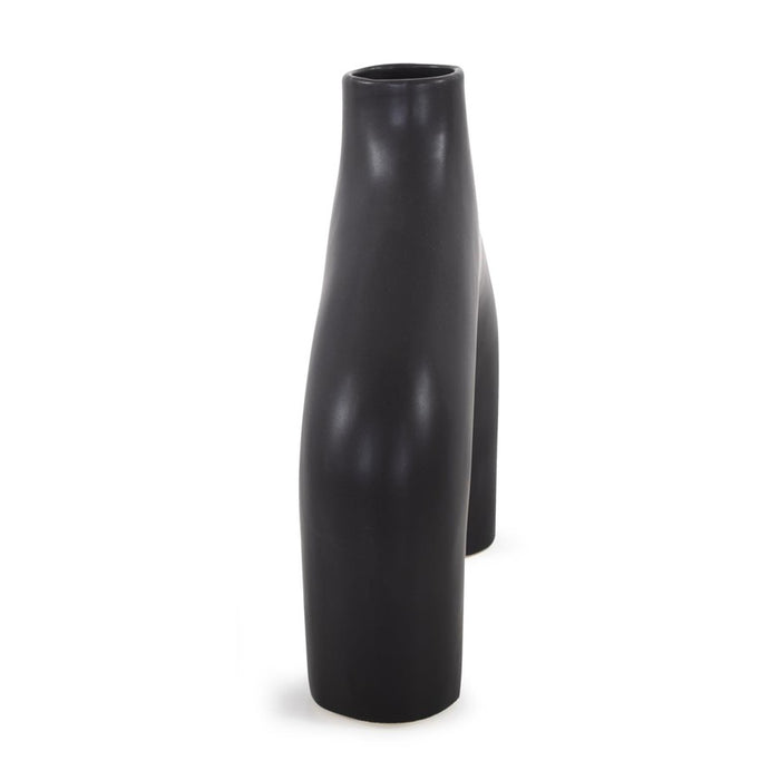 Howard Elliott Beltram Black Modern Styled Ceramic Footed Vase