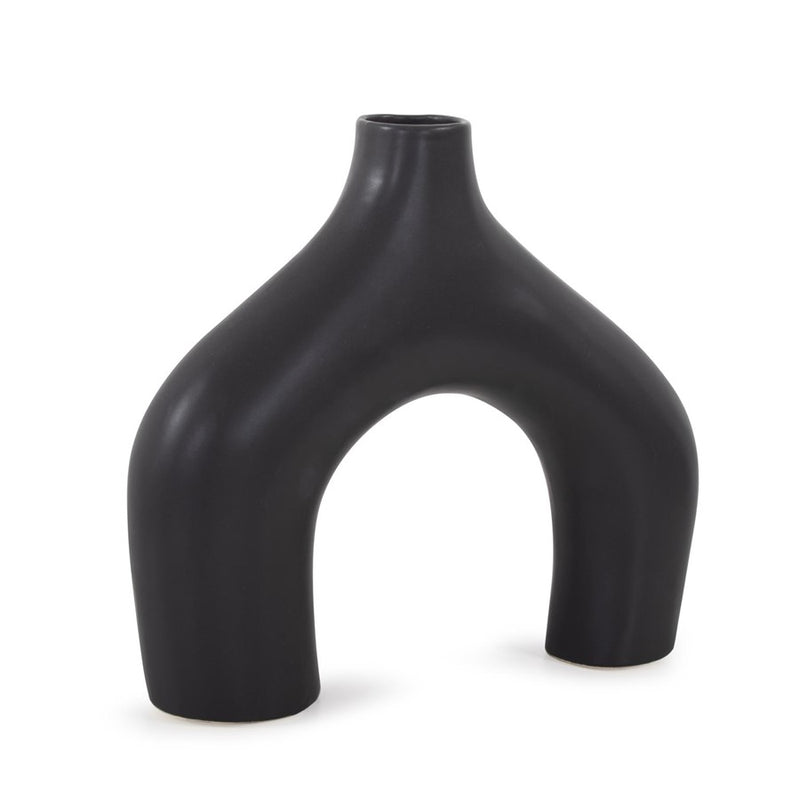 Howard Elliott Beltram Black Modern Styled Ceramic Footed Vase
