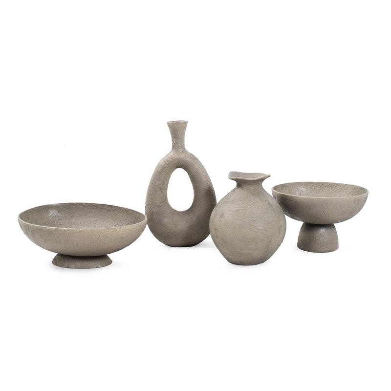 Howard Elliott Textured Blanton Taupe Round Bowl, Taupe