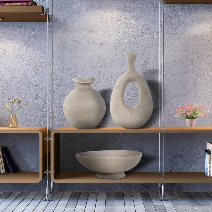 Howard Elliott Textured Blanton Taupe Oval Bowl, Taupe