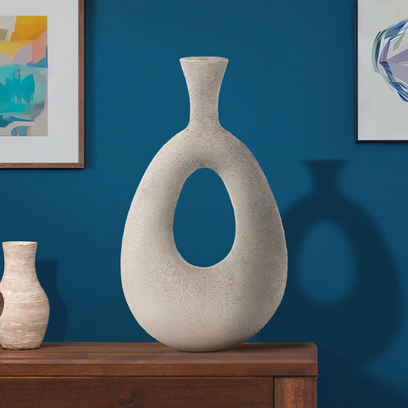Howard Elliott Textured Blanton Taupe Flared Vase, Taupe