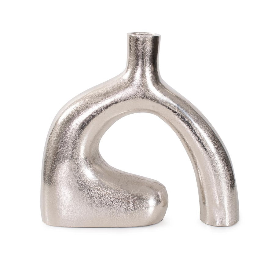 Howard Elliott Shirin Polished Silver Reverse Vase, Cast Aluminum/Short - 91172