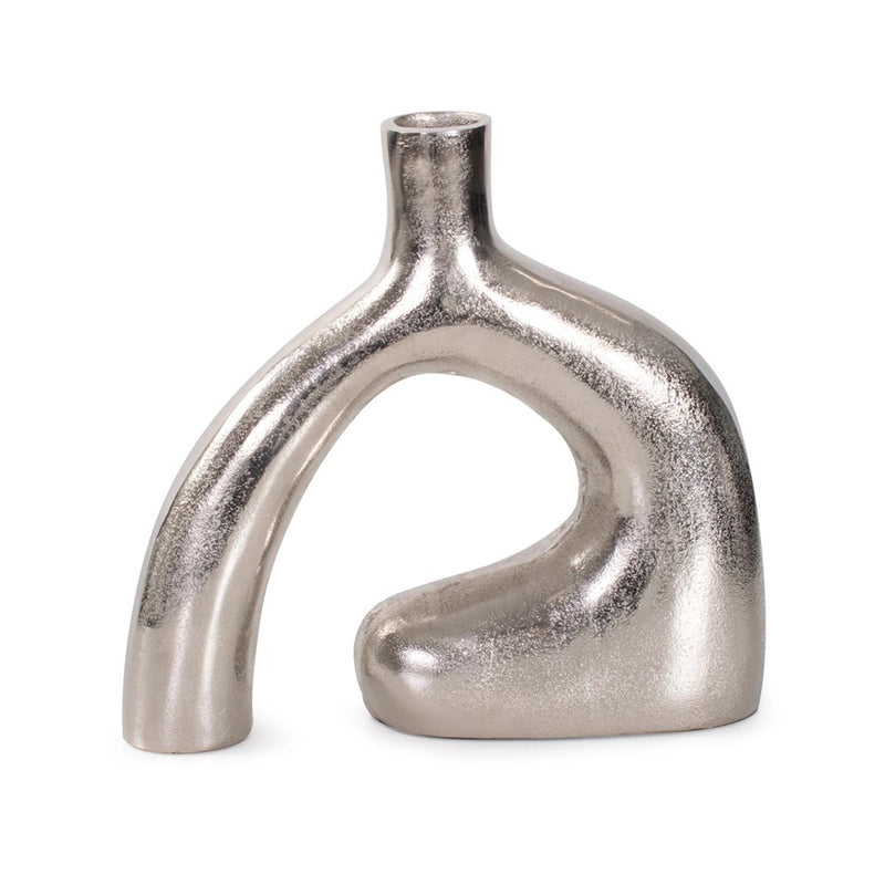 Howard Elliott Shirin Polished Silver Reverse Vase, Cast Aluminum/Short