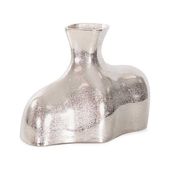 Howard Elliott Eisen Silver Asymmetrical Vase, Cast Aluminum/Short