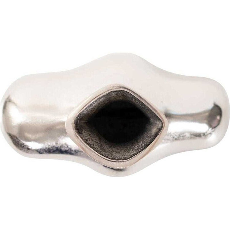 Howard Elliott Eisen Silver Asymmetrical Vase, Cast Aluminum/Short