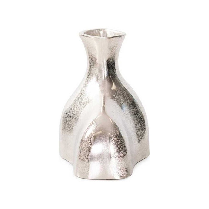 Howard Elliott Eisen Silver Asymmetrical Vase, Cast Aluminum/Short