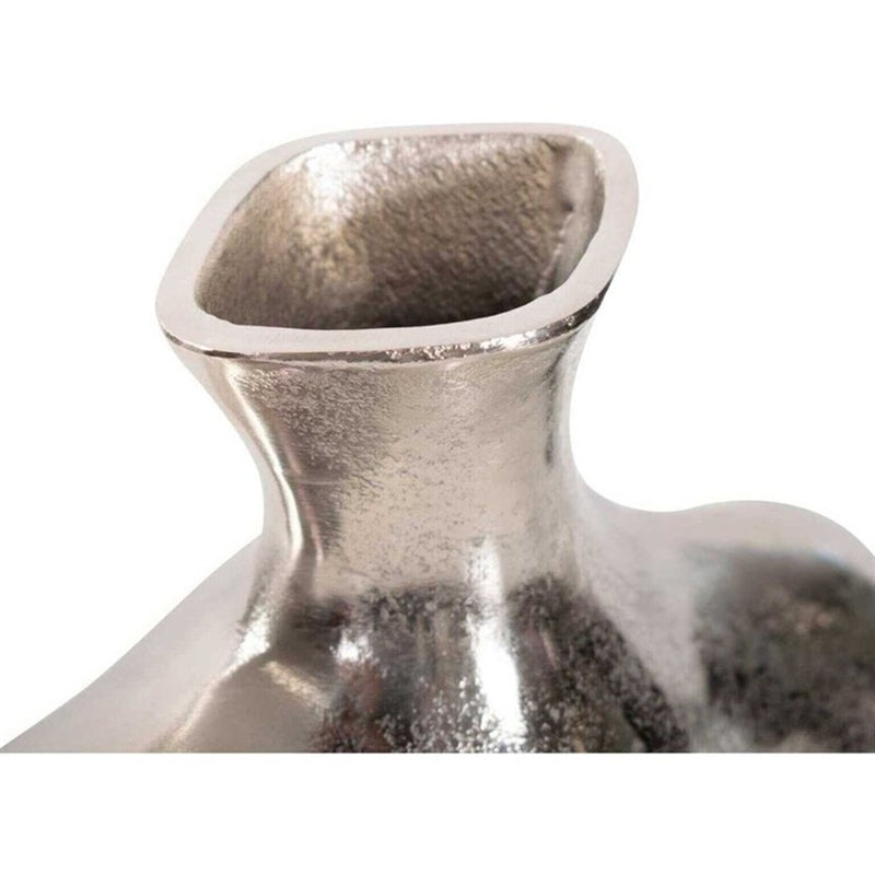 Howard Elliott Eisen Silver Asymmetrical Vase, Cast Aluminum/Short