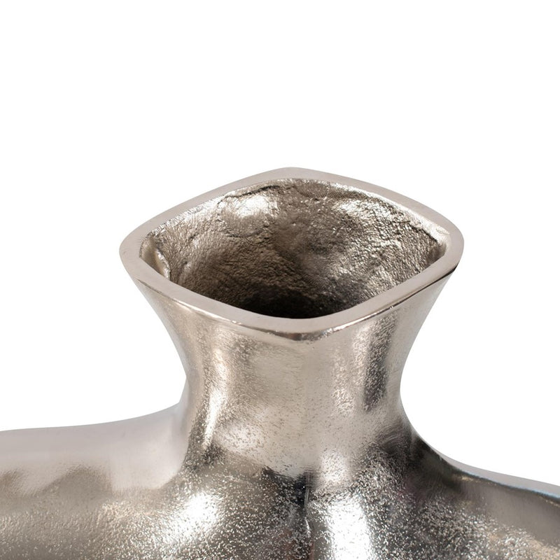 Howard Elliott Eisen Silver Asymmetrical Vase, Cast Aluminum/Tall