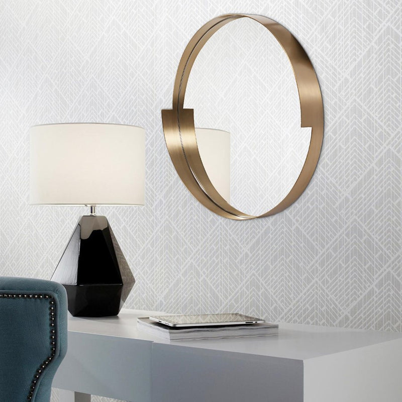 Howard Elliott Intrepid Round Mirror, Brass