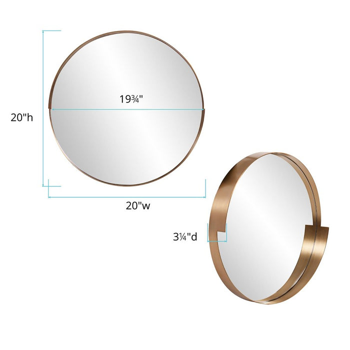 Howard Elliott Intrepid Round Mirror, Brass