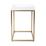 Howard Elliott Lyndhurst Lacquer Side Table, White/Brass - 94149