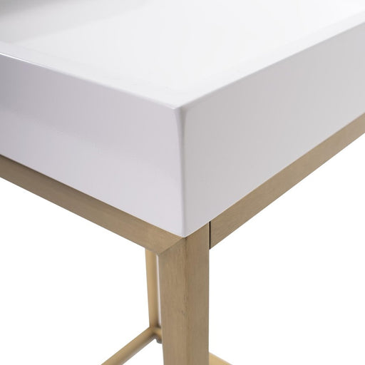 Howard Elliott Lyndhurst Lacquer Side Table, White/Brass