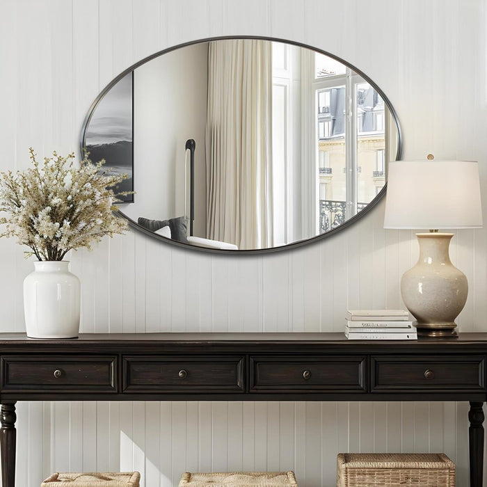 Howard Elliott Steele Oval Mirror, Steel