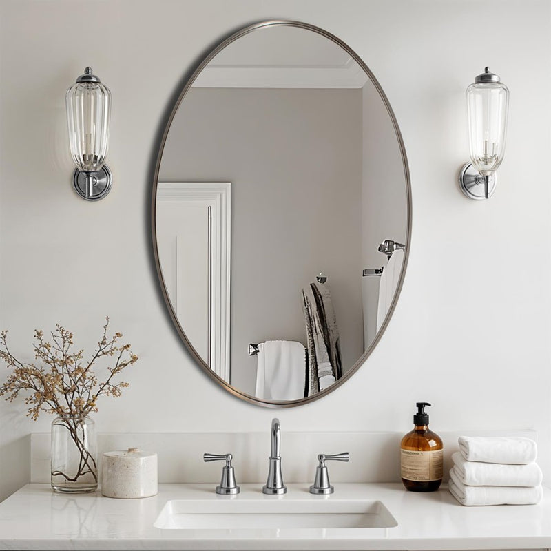 Howard Elliott Steele Oval Mirror, Bronze