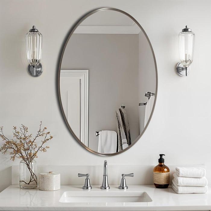 Howard Elliott Steele Oval Mirror, Bronze