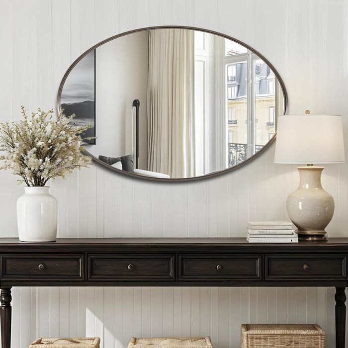 Howard Elliott Steele Oval Mirror, Bronze