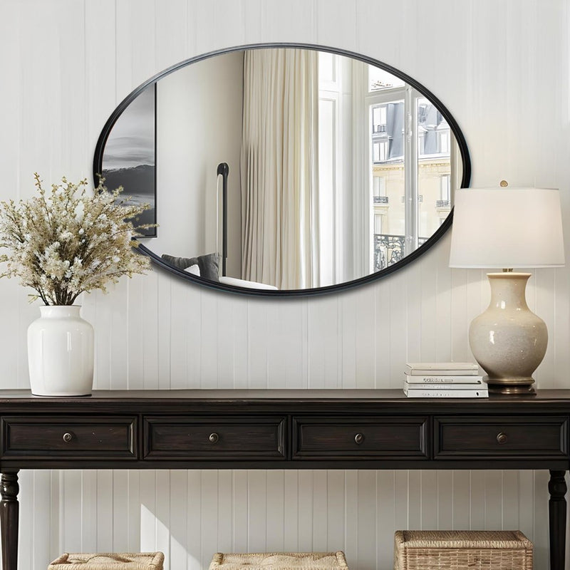 Howard Elliott Steele Oval Mirror, Black