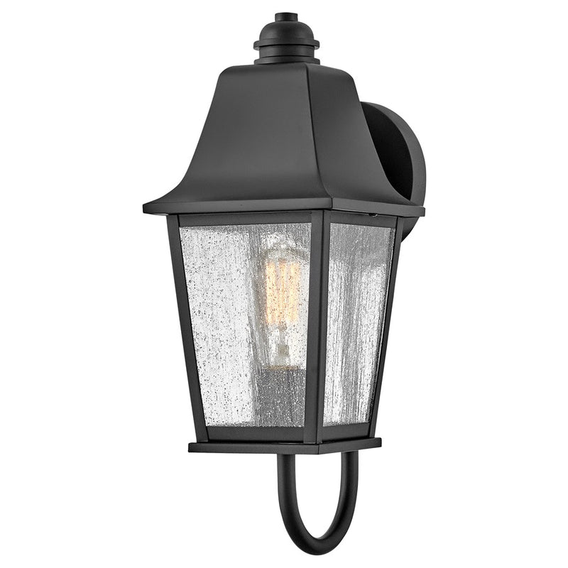Hinkley Lighting Kingston 1Lt Outdoor Wall Mount, Black/Clear Seedy - 10010BK