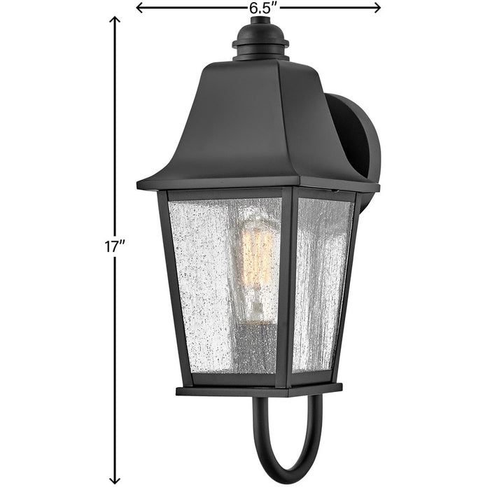 Hinkley Lighting Kingston 1Lt Outdoor Wall Mount, Black/Clear Seedy