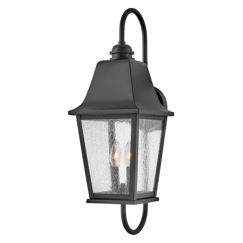 Hinkley Kingston 2-Light Outdoor Wall Sconce | Traditional Black Aluminum and Clear Seedy Glass | Covered Patios & Entryways | 10.25 x 8.5 | Model 10014BK