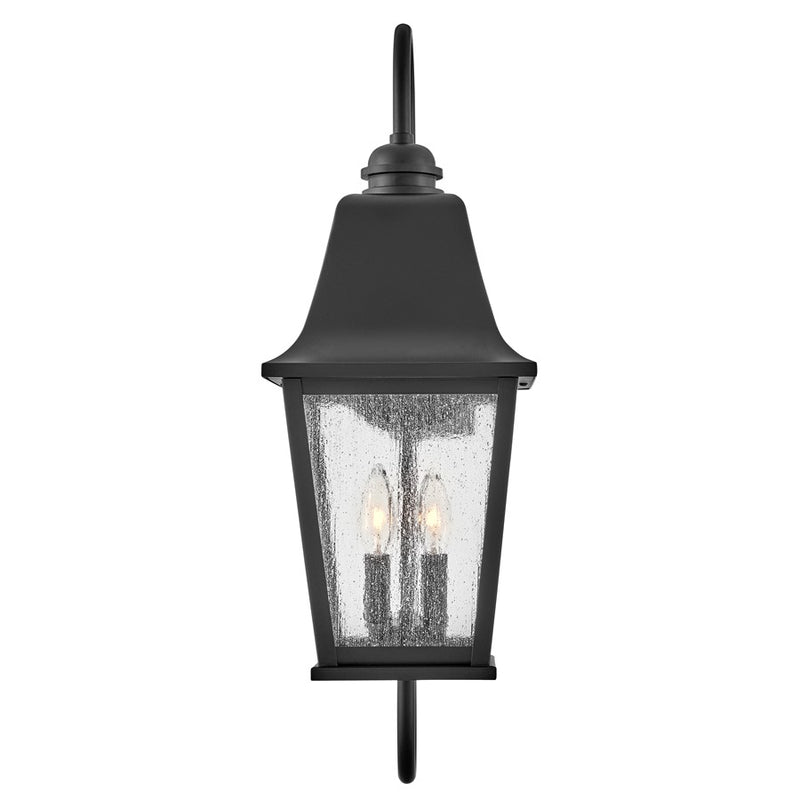 Hinkley Kingston 2-Light Outdoor Wall Sconce | Traditional Black Aluminum and Clear Seedy Glass | Covered Patios & Entryways | 10.25 x 8.5 | Model 10014BK