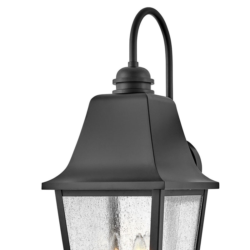 Hinkley Kingston 2-Light Outdoor Wall Sconce | Traditional Black Aluminum and Clear Seedy Glass | Covered Patios & Entryways | 10.25 x 8.5 | Model 10014BK
