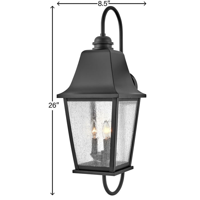 Hinkley Lighting Kingston 2Lt Outdoor Wall Mount, Black/Clear Seedy