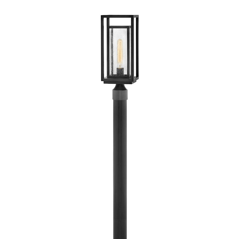 Hinkley Republic 17in 1-Light Outdoor Pier Mount | Transitional Oil Rubbed Bronze Composite and Clear Seedy Glass | Entryway & Porch | 6 | Model 1001OZ-LL