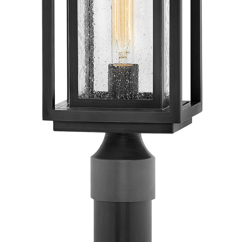 Hinkley Republic 17in 1-Light Outdoor Pier Mount | Transitional Oil Rubbed Bronze Composite and Clear Seedy Glass | Entryway & Porch | 6 | Model 1001OZ-LL