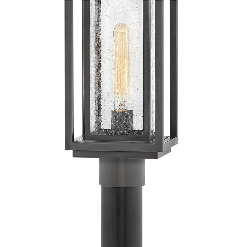 Hinkley Republic 17in 1-Light Outdoor Pier Mount | Transitional Oil Rubbed Bronze Composite and Clear Seedy Glass | Entryway & Porch | 6 | Model 1001OZ-LL