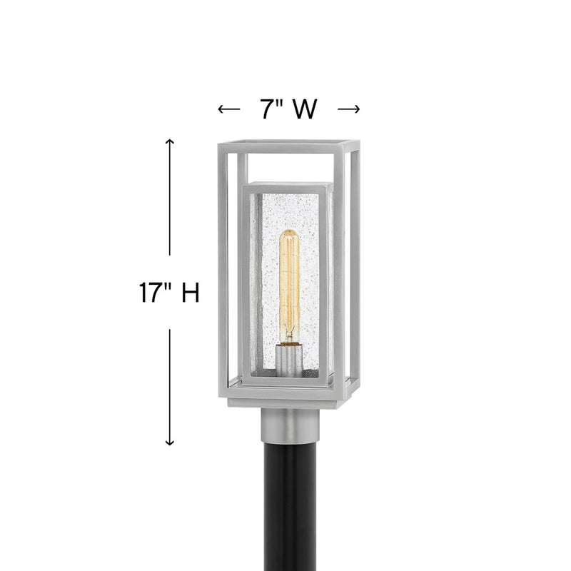 Hinkley Republic 17in 1-Light Outdoor Pier Mount | Transitional Oil Rubbed Bronze Composite and Clear Seedy Glass | Entryway & Porch | 6 | Model 1001OZ-LL