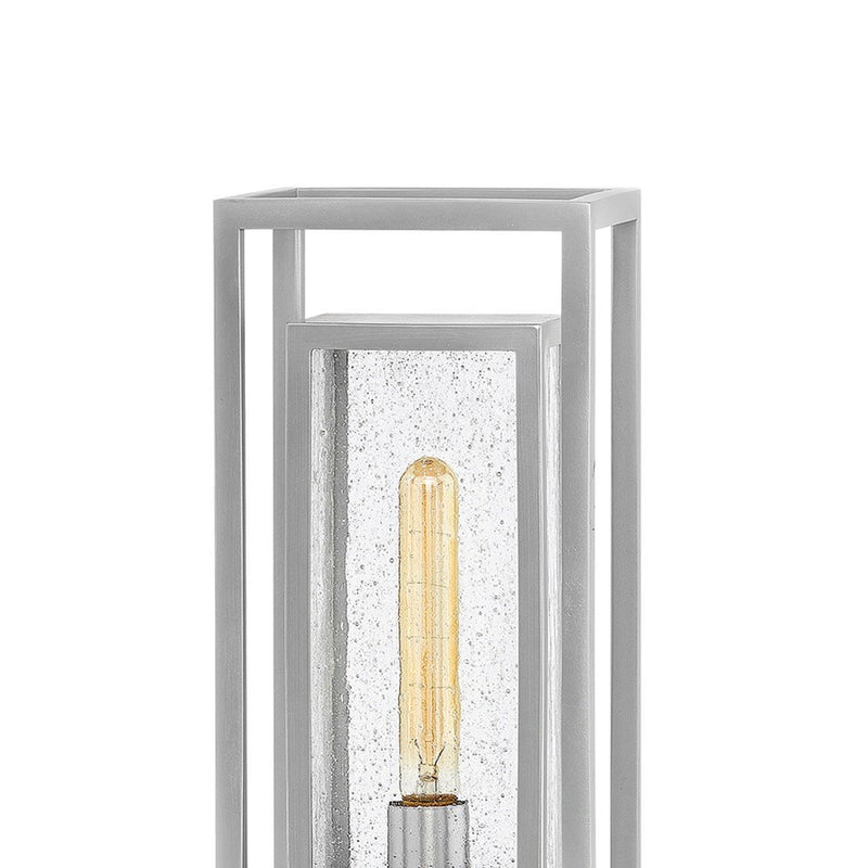 Hinkley Republic 17in 1-Light Outdoor Pier Mount | Transitional Oil Rubbed Bronze Composite and Clear Seedy Glass | Entryway & Porch | 6 | Model 1001OZ-LL