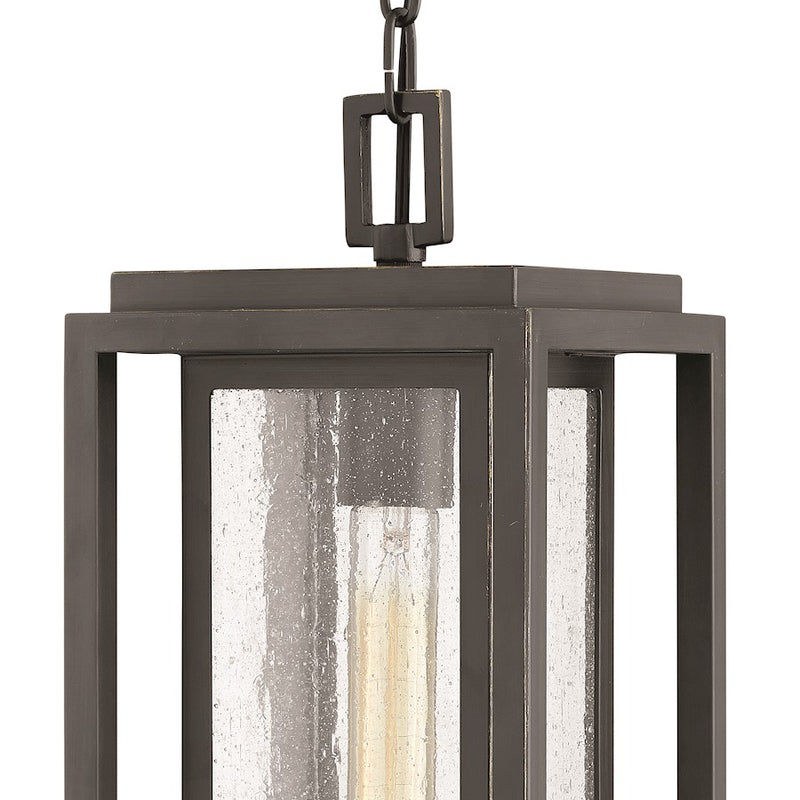 Hinkley Republic 1-Light Outdoor Hanging Lantern | Transitional Oil Rubbed Bronze Composite and Clear Seedy Glass | Covered Patio & | Model 1002OZ-LL