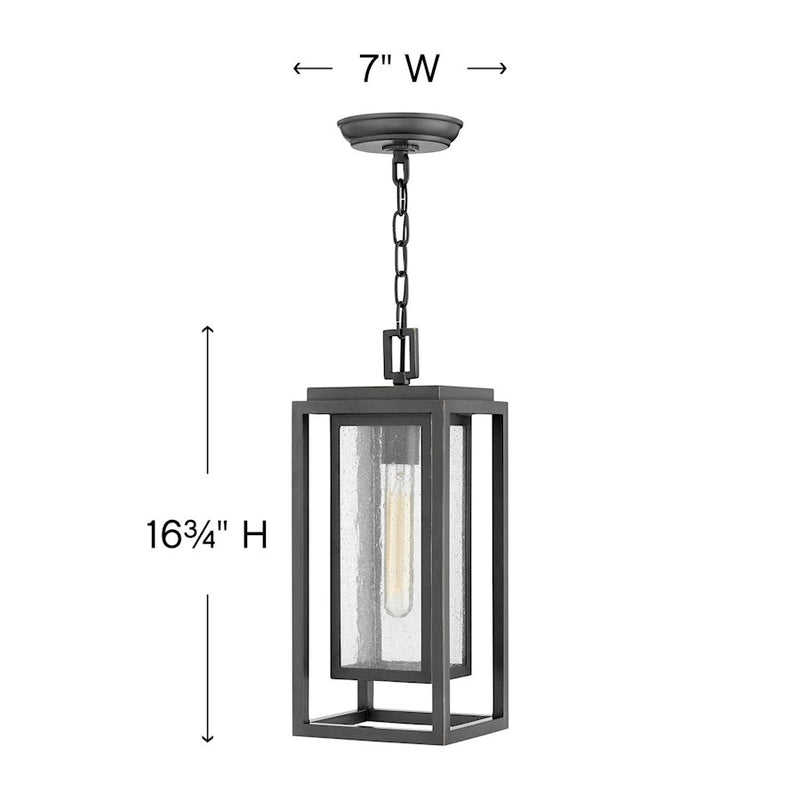 Hinkley Republic 1-Light Outdoor Hanging Lantern | Transitional Black Composite and Clear Seedy Glass | Covered Porch & Entryway | 6 x 7 | Model 1002BK-LV