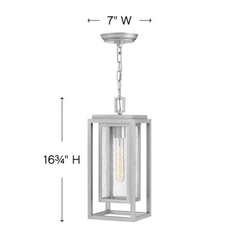 Hinkley Republic 1-Light Outdoor Hanging Lantern | Transitional Black Composite and Clear Seedy Glass | Covered Porch & Entryway | 6 x 7 | Model 1002BK-LV