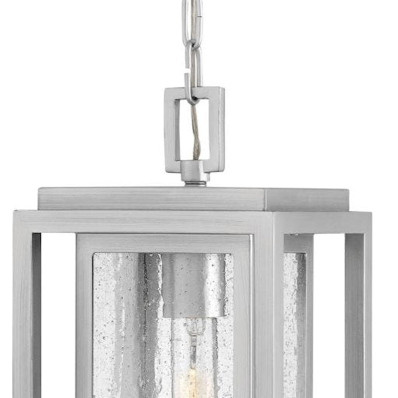 Hinkley Republic 1-Light Outdoor Hanging Lantern | Transitional Black Composite and Clear Seedy Glass | Covered Porch & Entryway | 6 x 7 | Model 1002BK-LV