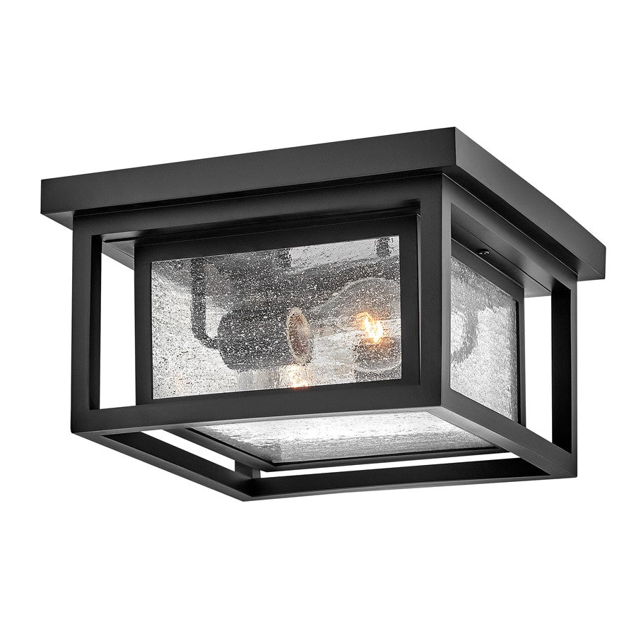 Hinkley Lighting Republic 2Lt Outdoor Flush Mount, Black/Clear Seedy - 1003BK
