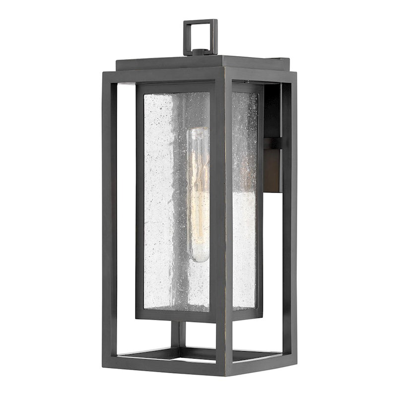 Hinkley Republic 1-Light Outdoor Wall Sconce | Transitional Oil Rubbed Bronze Composite and Clear Seedy Glass | Covered Patios & | Model 1004OZ-LV