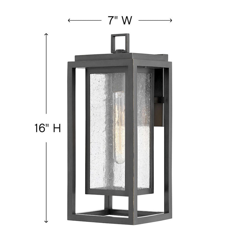 Hinkley Republic 1-Light Outdoor Wall Sconce | Transitional Oil Rubbed Bronze Composite and Clear Seedy Glass | Covered Patios & | Model 1004OZ-LV