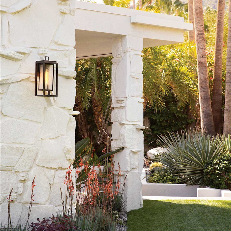 Hinkley Republic 1-Light Outdoor Wall Sconce | Transitional Oil Rubbed Bronze Composite and Clear Seedy Glass | Covered Patios & | Model 1004OZ-LV