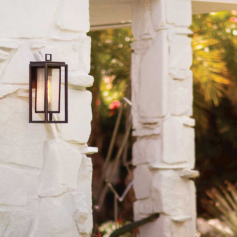 Hinkley Republic 1-Light Outdoor Wall Sconce | Transitional Oil Rubbed Bronze Composite and Clear Seedy Glass | Covered Patios & | Model 1004OZ-LV