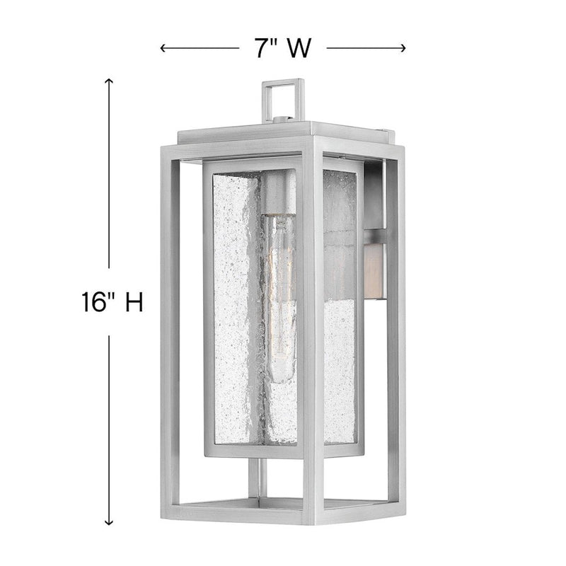 Hinkley Republic 7in 1-Light Outdoor Wall Lantern | Transitional Satin Nickel Composite and Clear Seedy Glass | Covered Patio & Entryway | Model 1004SI-LV